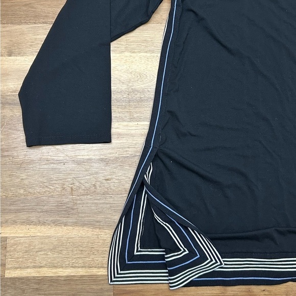 J. Jill Wearever Collection Oversized Split Side Tunic Black Blue/White Stripe - Picture 5 of 12